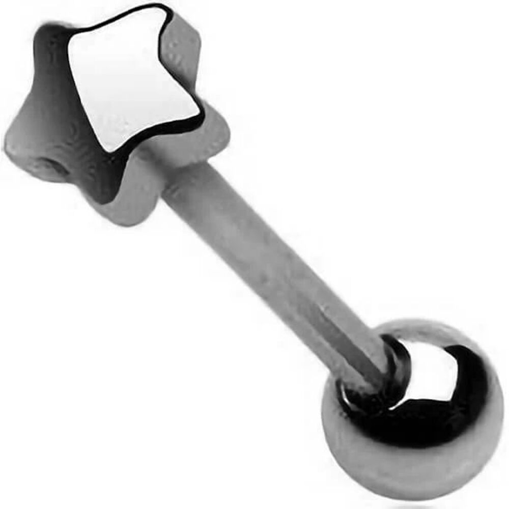5mm Star Tongue Ring Stainless Steel 14G 5/8” Piercing Barbell